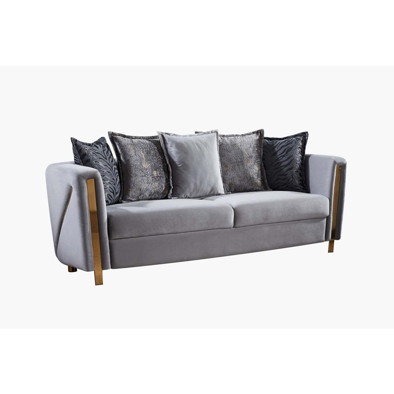 Nahri 90'' Sofa, Gray Velvet