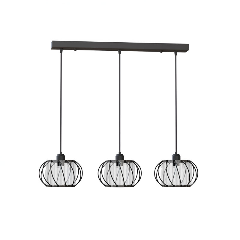 3 - Light Kitchen Island Pendant, Black