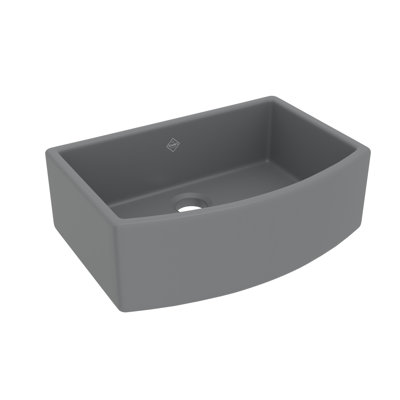 Waterside 30" Single Bowl Farmhouse Bowed Apron Front Fireclay Kitchen Sink