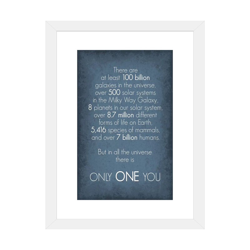 «There Is Only One You», reproduction d'art textuel, Papier encadré blanc, Blanc, H 32 po x l 24 po x P 1 po