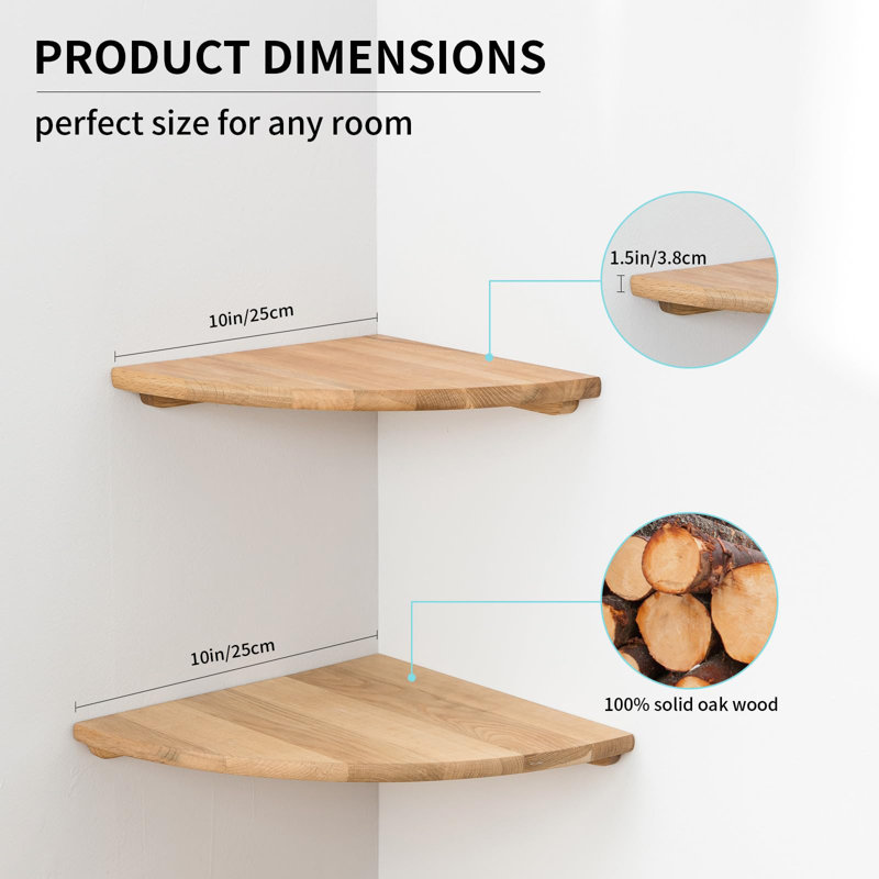 Ruzmira Wood Floating Shelf, Beige, 3.80cm H x 25.00cm W x 25.00cm D