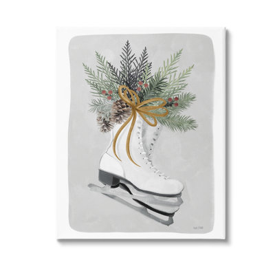 Winter Skates & Pinecone Canvas Wall Art Design By House Fenway