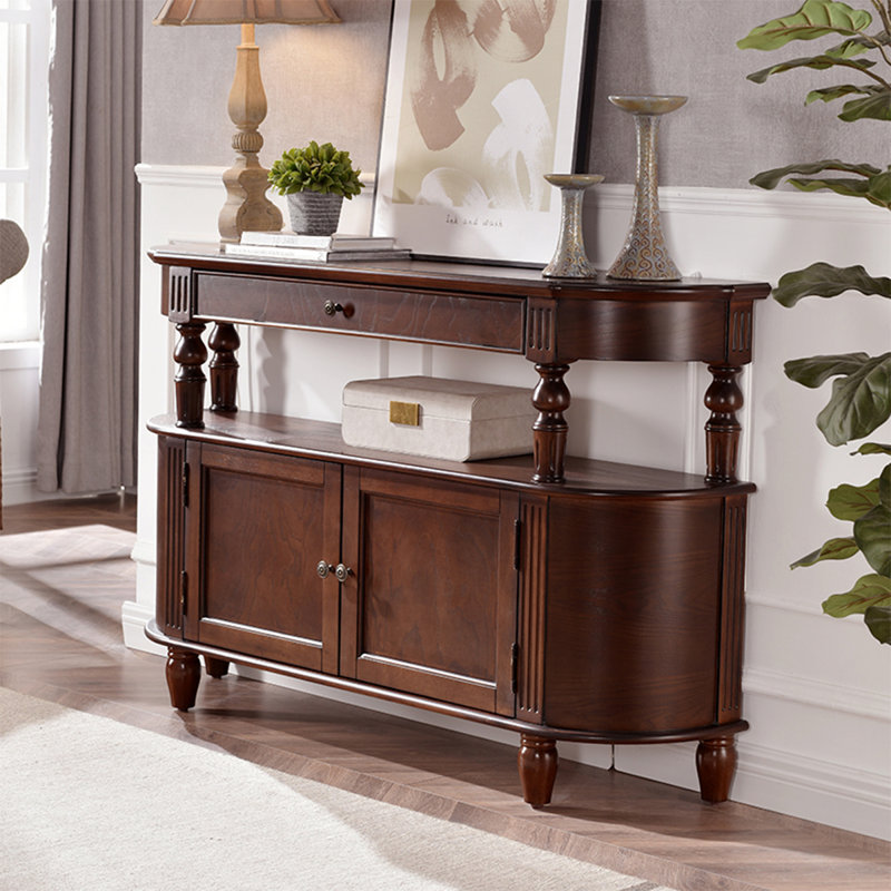 Retro Solid Wood Rectangular Entryway Cabinet, 35.43" H x 47.24" W x 13.78" D