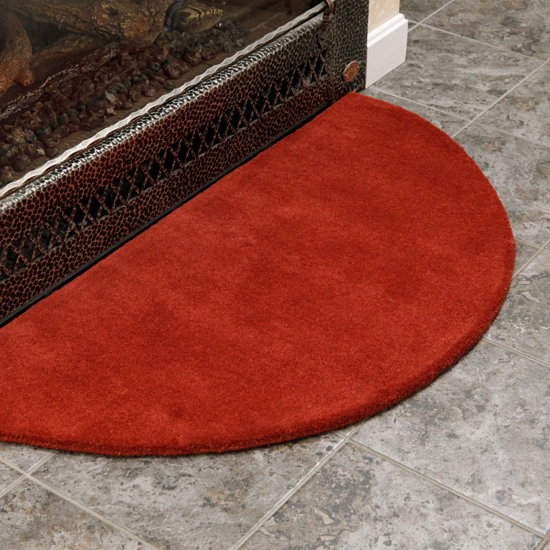 Somerville Red Handmade Wool Half Round Hearth Rug
