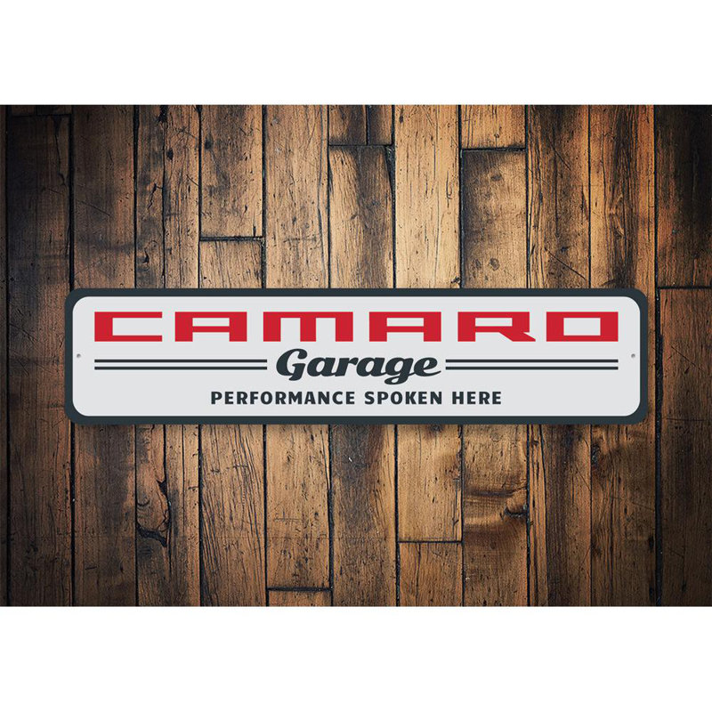 Enseigne de garage Camaro, H 6 po x l 24 po x P 0,06 po