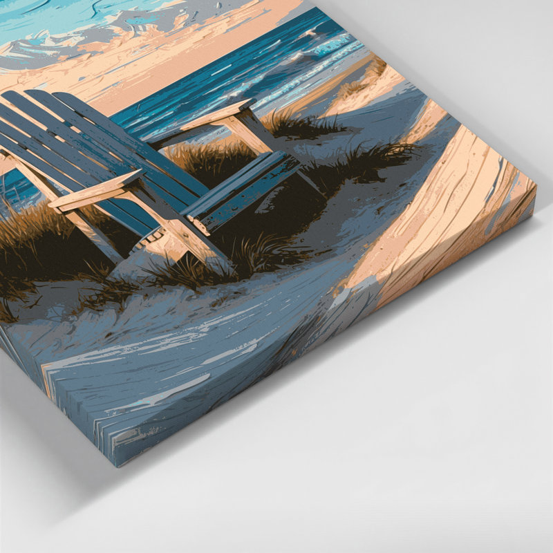 «Coastal Beach Chair Scene», art mural sur toile beige, H 11 po x l 14 po