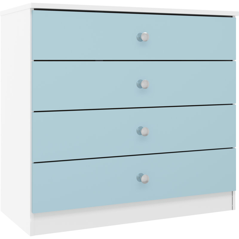 Denver 4 Drawer Chest, White/Blue