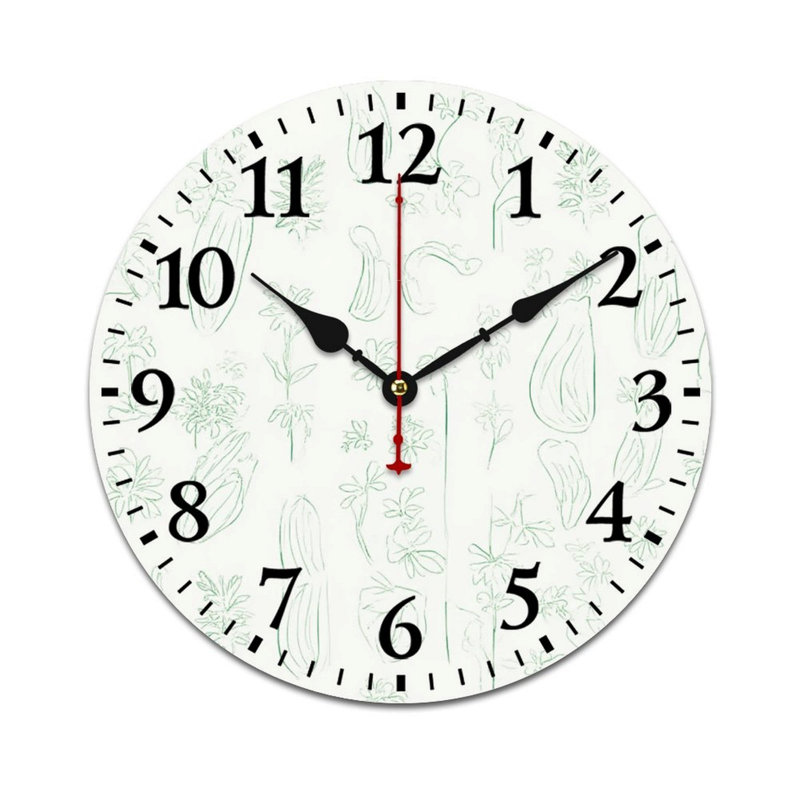 Horloge murale verte à motif floral vert 12 po x 12 po