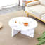 Une table basse à motif circulaire en panneau de fibres à densité moyenne blanche, une table centrale blanche de 31,4 pouces, une table basse moderne, convient aux petits espaces et aux salons.