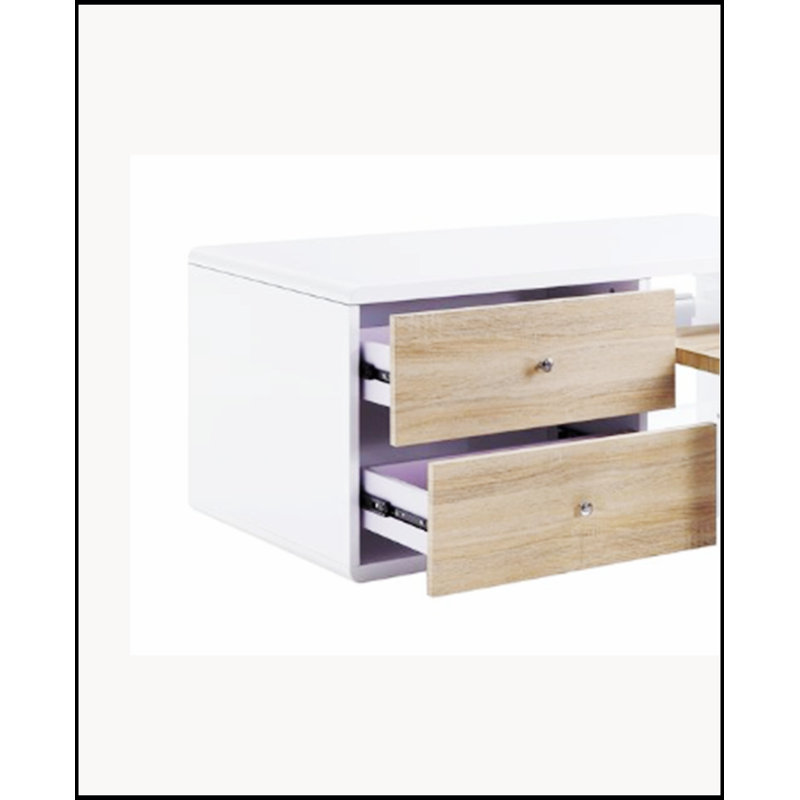 Table basse Verux avec finition brillante blanche avec rangement, parfaite pour les salons modernes et élégants.