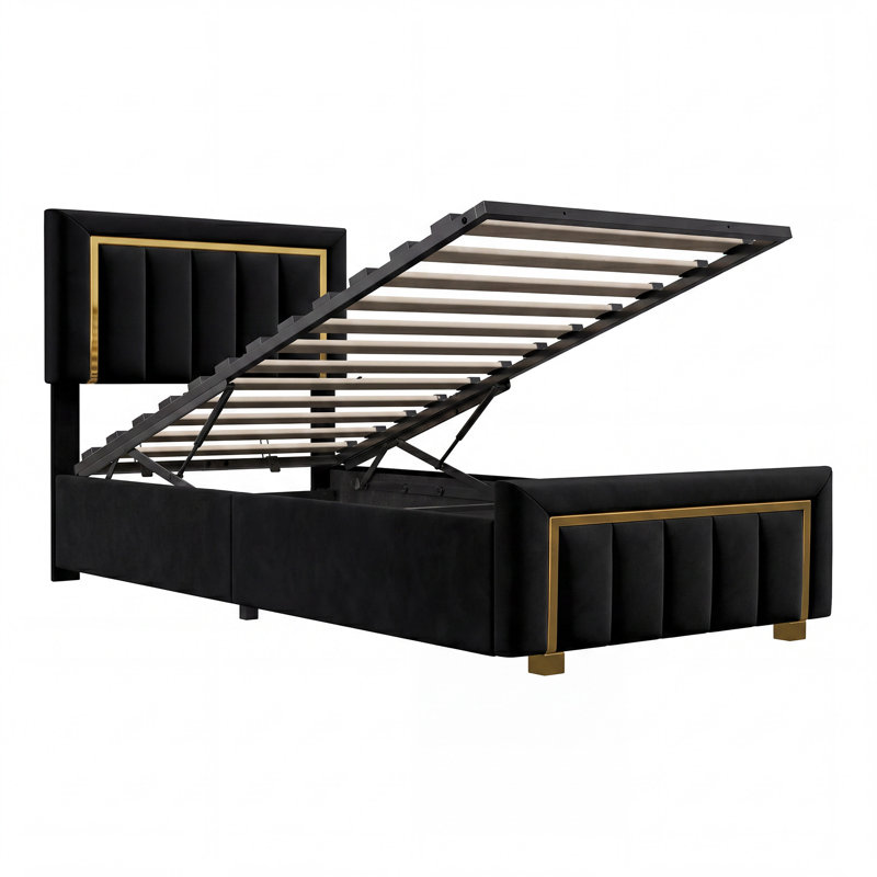 Ottoman Bed, 90 x 190cm, Black