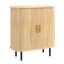 Armoire bar cannelée de 28 po avec support à 8 grilles et tablettes réglables, panneau de fibres à densité moyenne à finition naturelle et console en métal