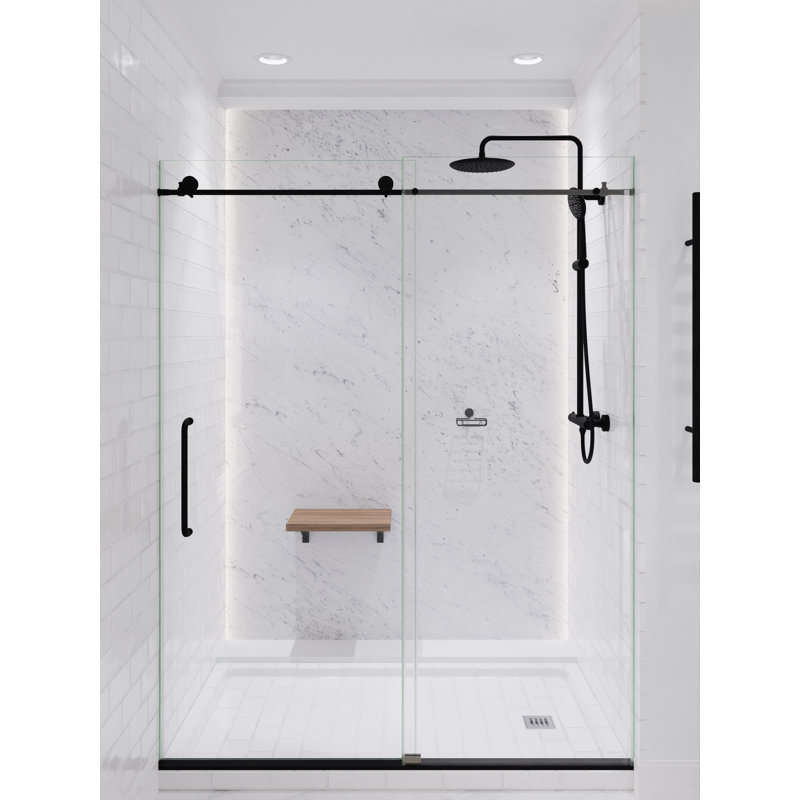 Barre de douche en acier inoxydable à forte pluie avec douchette, Noir mat