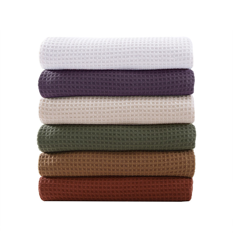 Eddie Bauer Solid Waffle Cotton Reversible Blanket, Twin, White