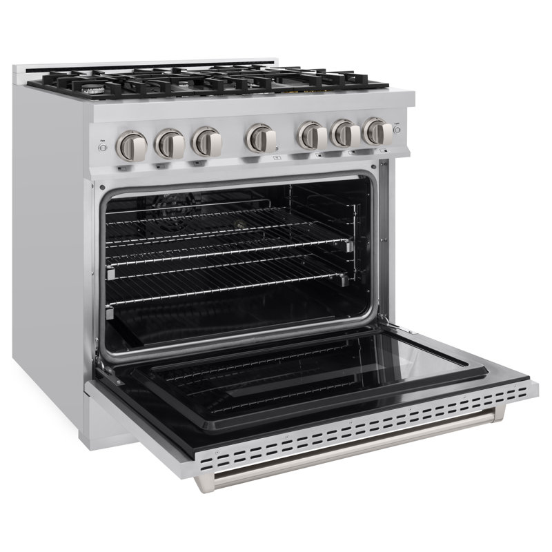ZLINE 36" Stainless Steel Dual Fuel Range with 6 Burners