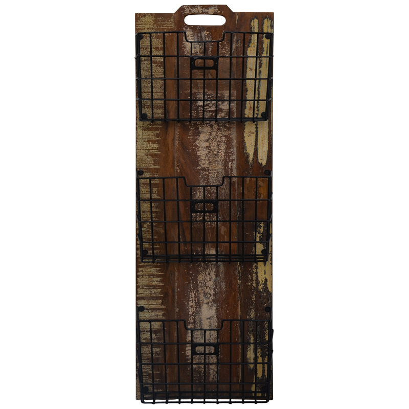 Aalyha Solid Wood Wall Organizer with Wall Baskets