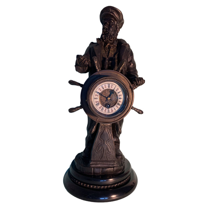 Analogue: Roman Numerals Metal Mechanically Tabletop Clock in Black