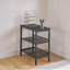Table d'appoint étroite à 3 niveaux avec tablettes réglables, structure en métal robuste et plateau en bois pour les petits espaces, le salon, la chambre à coucher ou le couloir, facile à assembler