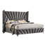 Ino Queen Size Bed W Wingback Headboard, Grey Fabric Upholstery-117559763-117559764