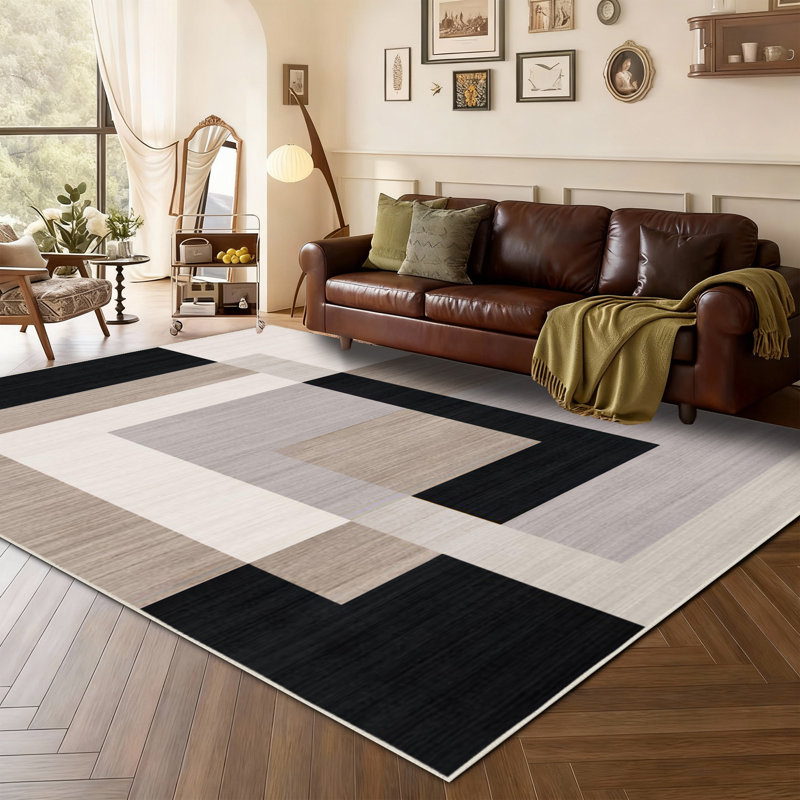 Abstract Machine Printed Shag Area Rug, Rectangle 120 x 170 cm