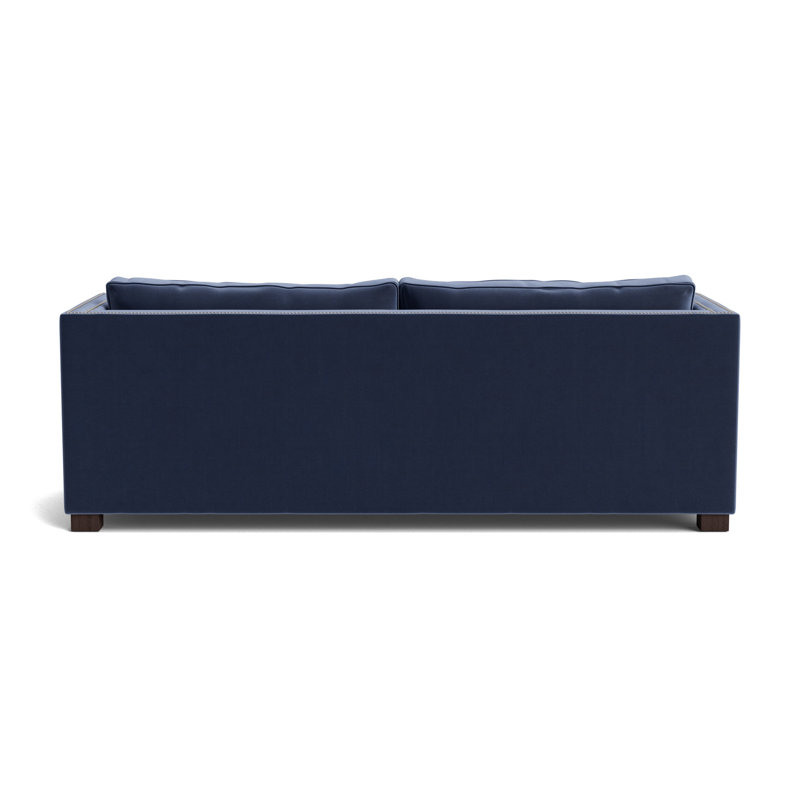 Keaton With Nails 94 Sofa, Brushed Nickel, Performance Velvet - Indigo, Java