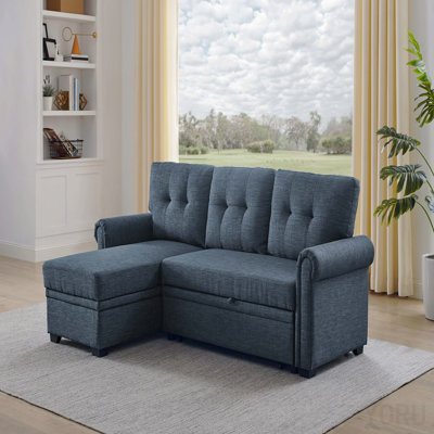 86" Linen Blend Upholstered Sleeper Sofa