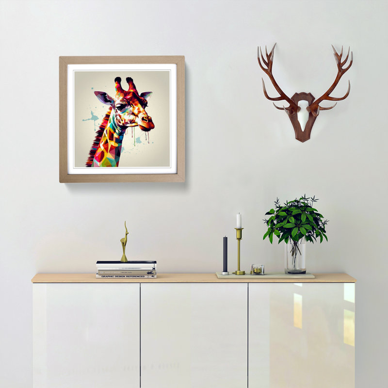 Giraffe - Framed Print, Oak