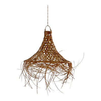 The Rattan Lampshade Collection 40cm H Bell Pendant Shade ( Screw On ) in Brown