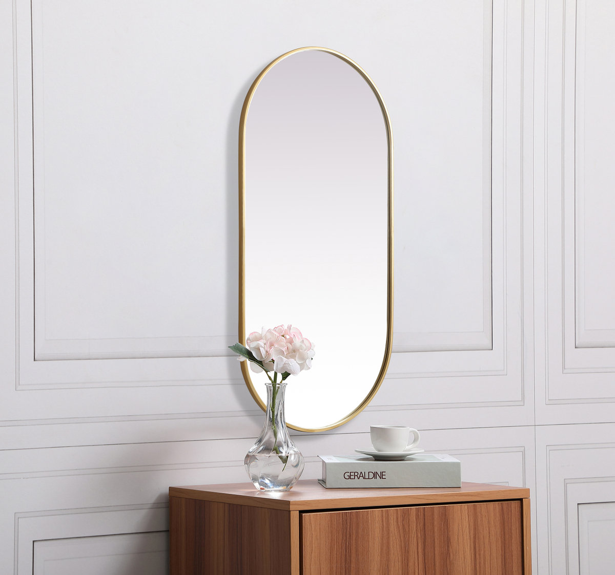 Elington Metal Oval Mirror, Brass, 48"  x 24" 