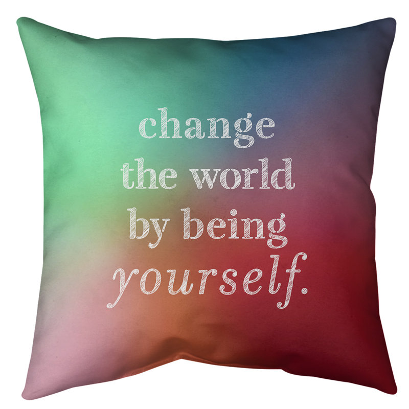 Coussin de plancher change the World, H 36 po x l 36 po, Riche arc-en-ciel