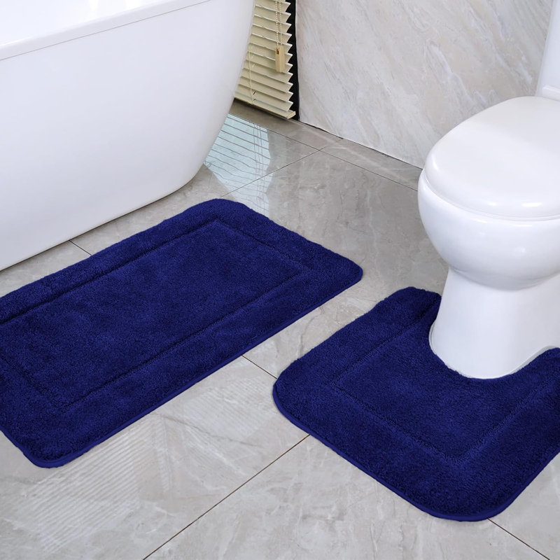 2 Piece set Rectangle Bath Mat, Blue