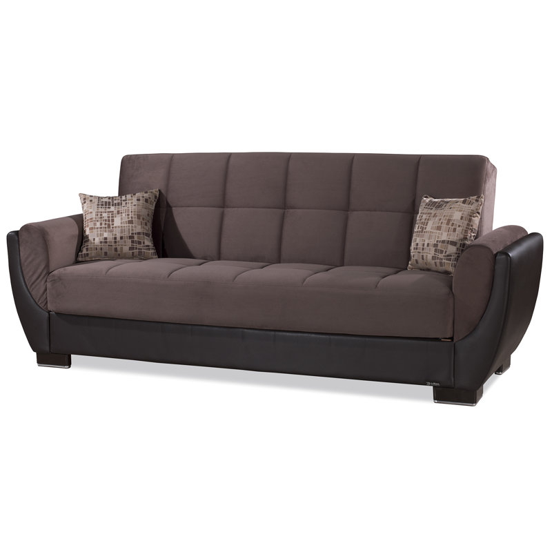 Upholstered 93.5'' Sleeper Sofa, Dark Brown