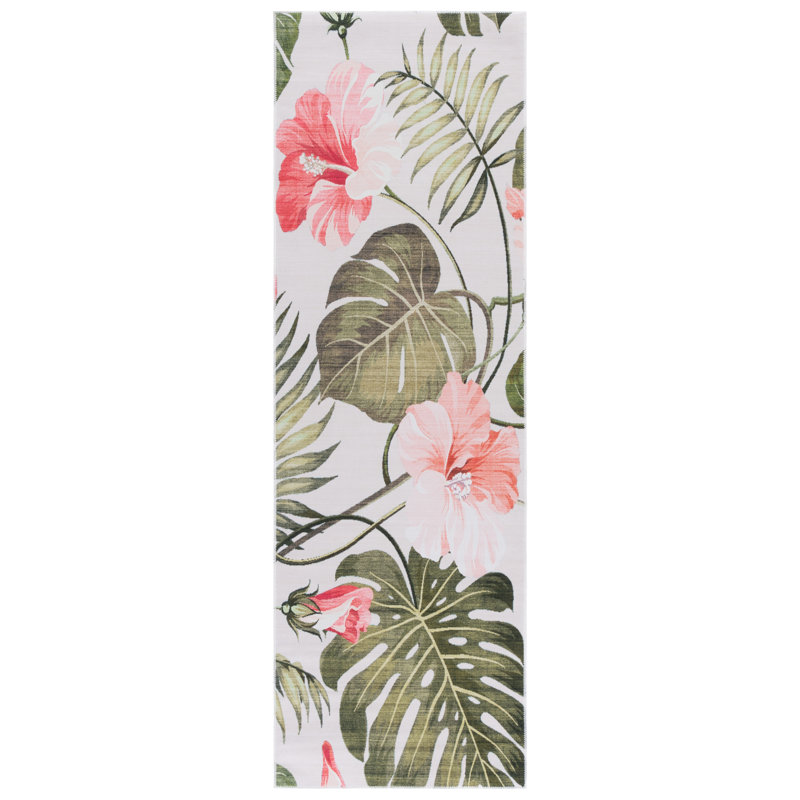 Tapis floral lavable à la machine Borreli 850 Performance, Tapis de couloir 2 pi 6 po x 8 pi