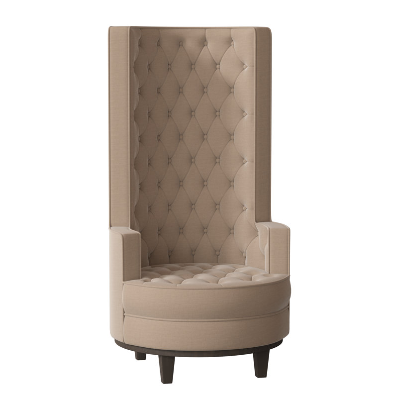 Norma Tufted Wingback Chair, Bella Black Performance Velvet, Brown Mahogany