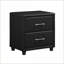 Contemporary Black Faux Leather 2-Drawer Nightstand with Silver Pulls
