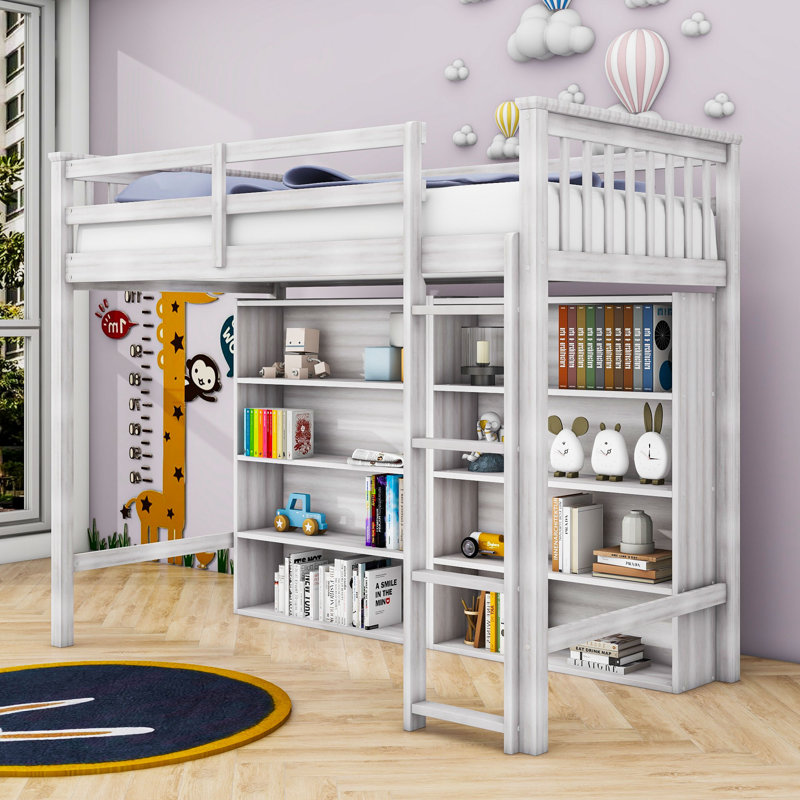 Javeria Kids Wood Loft Bed, Twin, Antique White