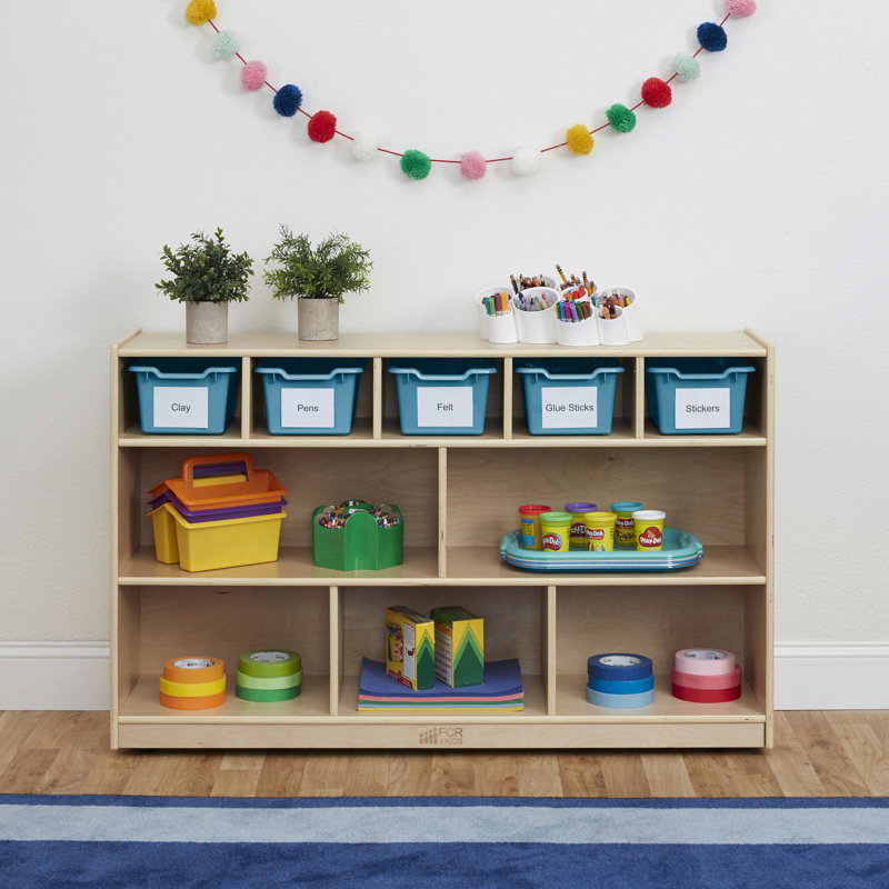 ECR4Kids Scoop Front Storage Bin, Multipurpose Organization, 30-Piece, Turquoise