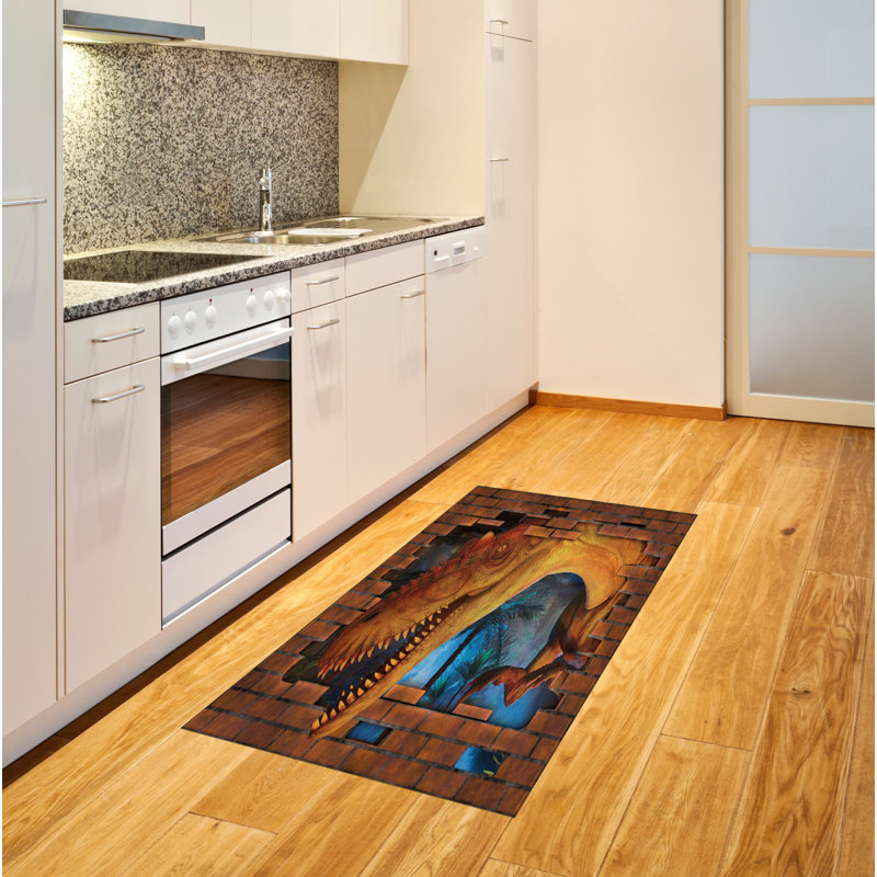 Dinosaur High Density Long Fiber Poly Threads Decorative Area Rug Carpet, Rectangle 4' x 5'8"