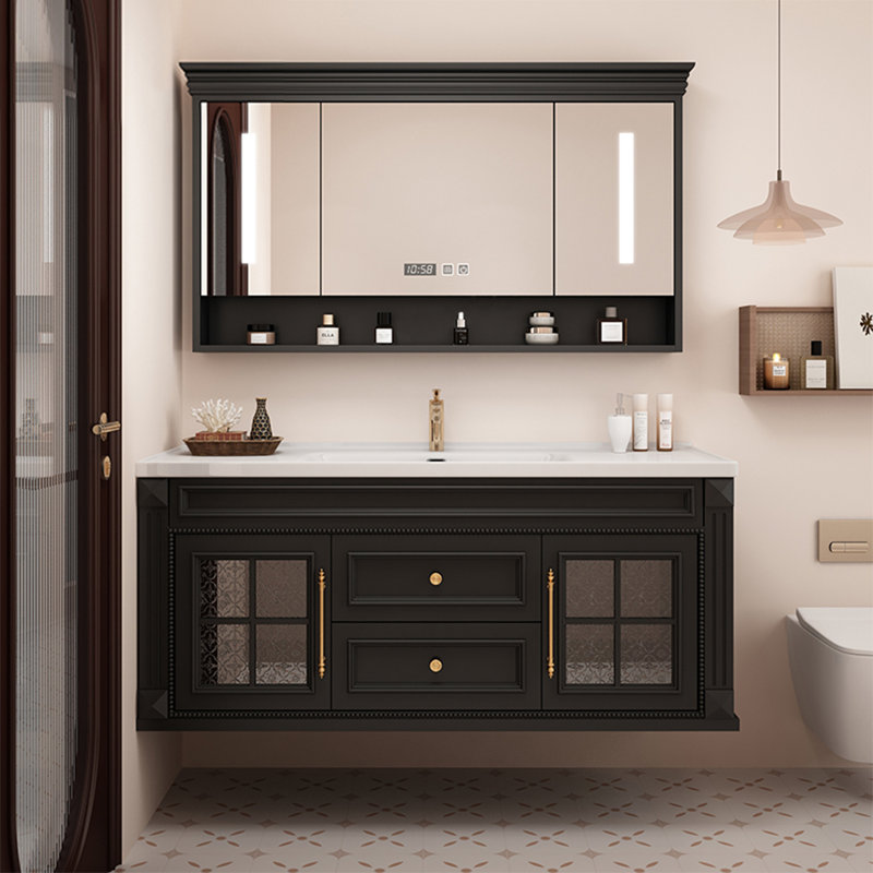 Meuble-lavabo de luxe de style français, Noir