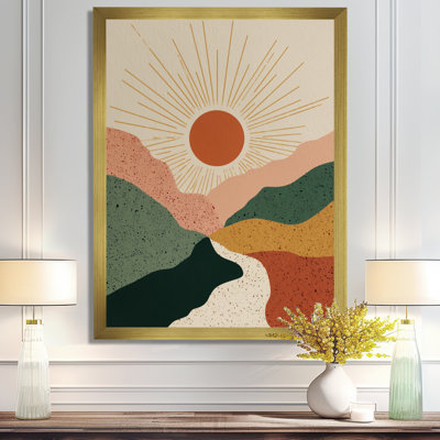 «Sunrise Mirror Of Mountains Landscape», impression sur toile de style Mid-Century moderne, art mural moderne Mid-Century