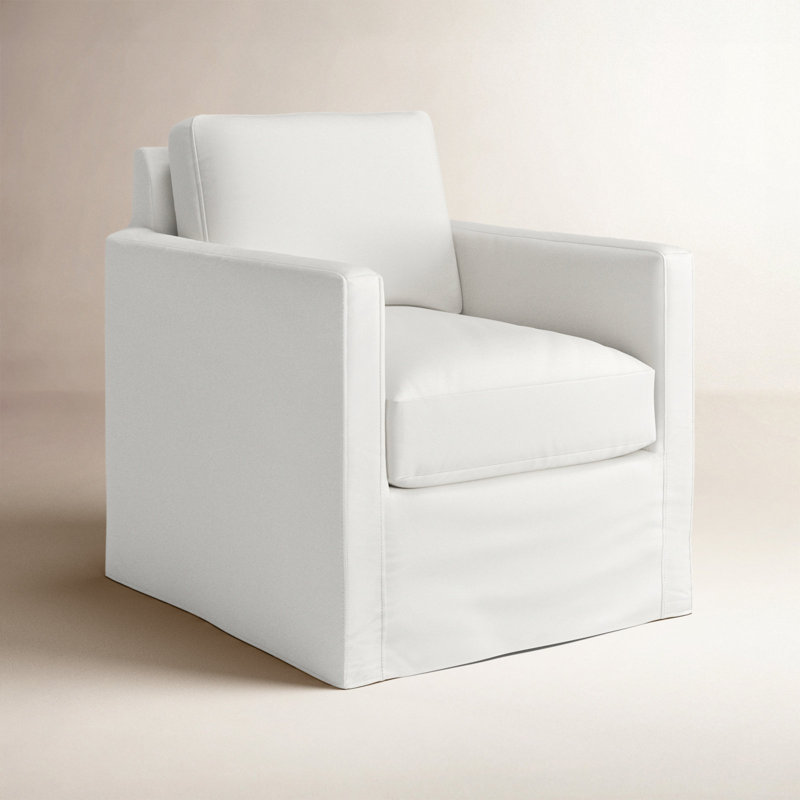 Savannah Swivel Armchair, Classic Bleach White Twill
