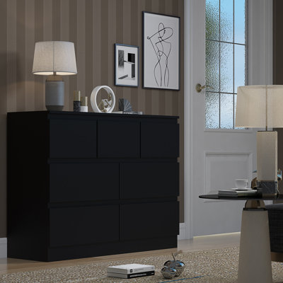 Carlton 7 Drawer Merchant Chest Of Drawers: 4 + 3 Configuration. Matt Finish. Scratch Resistant. Modern No Handle Design.