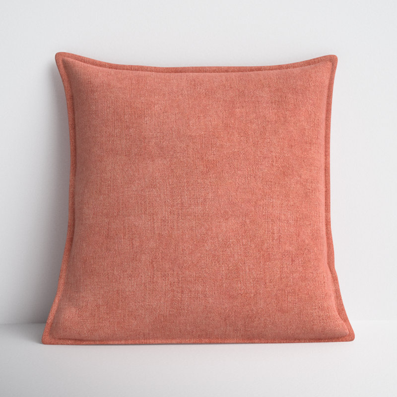 Red Linen Square Flanged Edge Throw Pillow Cover
