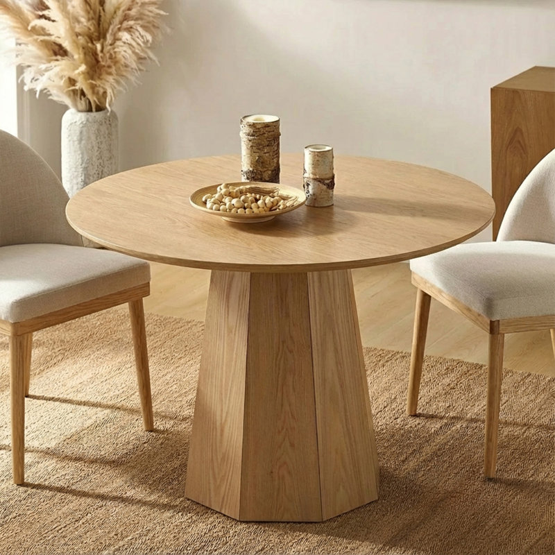 39" Round Pedestal Dining Table, Brown