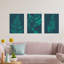 Teal Turquoise Leaves Plant Frond And Tree Blooms Botanical - 3 Piece No Frame Print Set-88622401