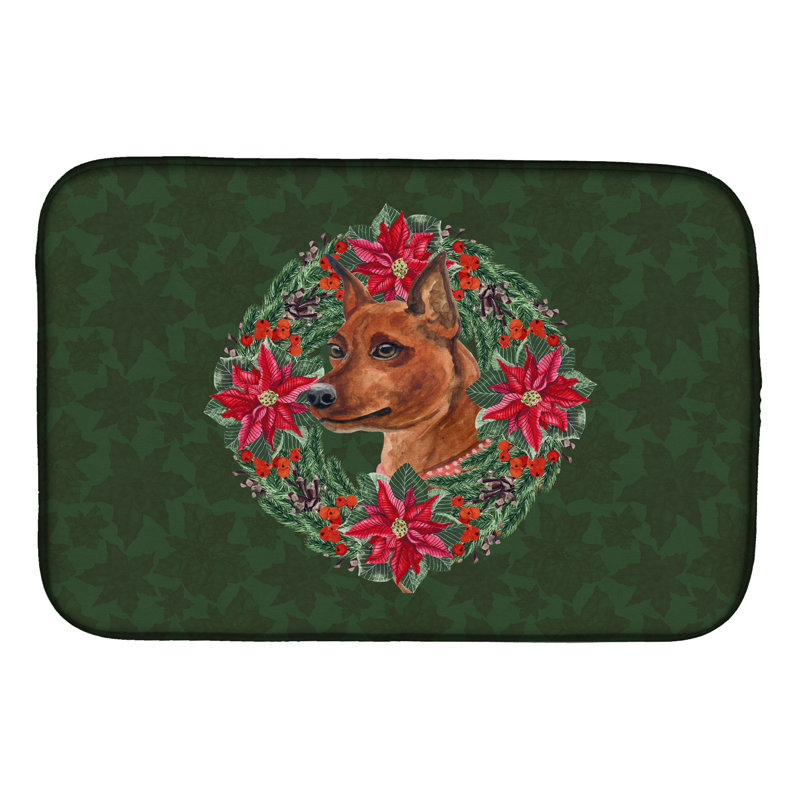 Tapis de séchage à couronne poinsettia miniature pinscher