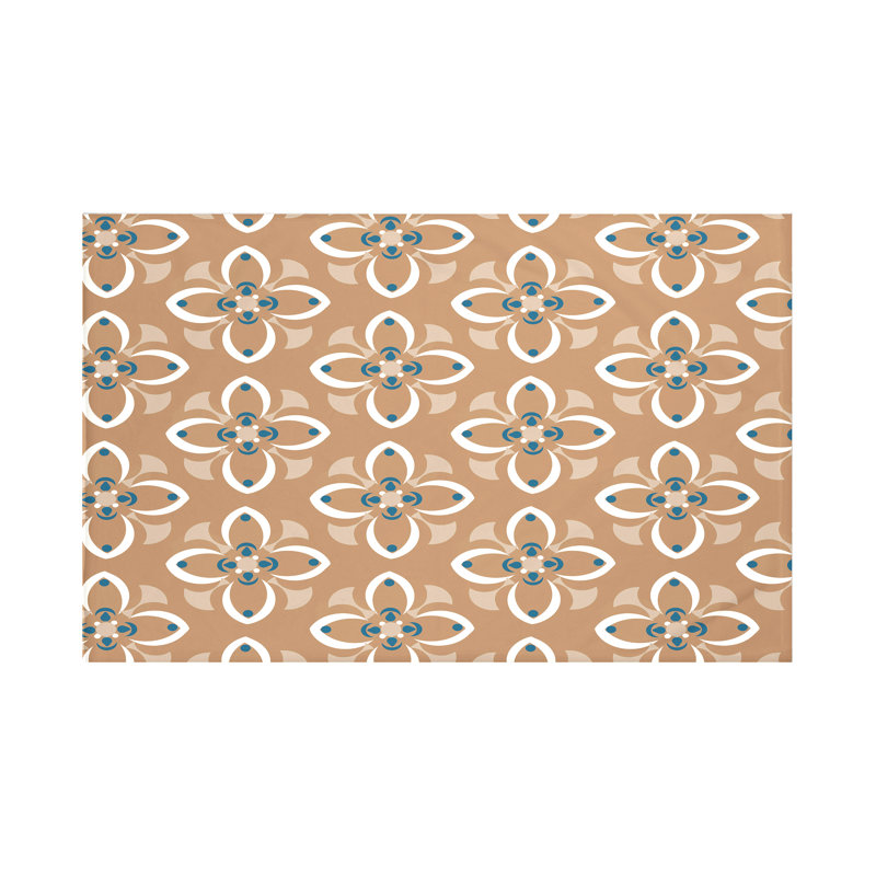Jeté en molleton Trumpet Flower, Caramel (brun / blanc cassé), L 60 po x l 50 po