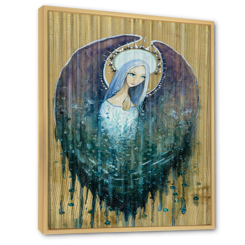 Ange religieux, art mural Klimt II, H 32 po x l 16 po x P 1 po, Toile brune avec cadre flottant