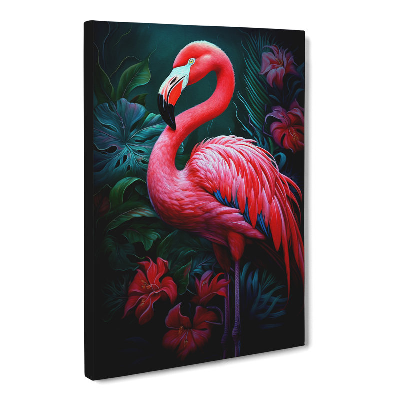 Flamingo Tachisme Art - Wrapped Canvas, 50cm H x 35cm W x 3cm D