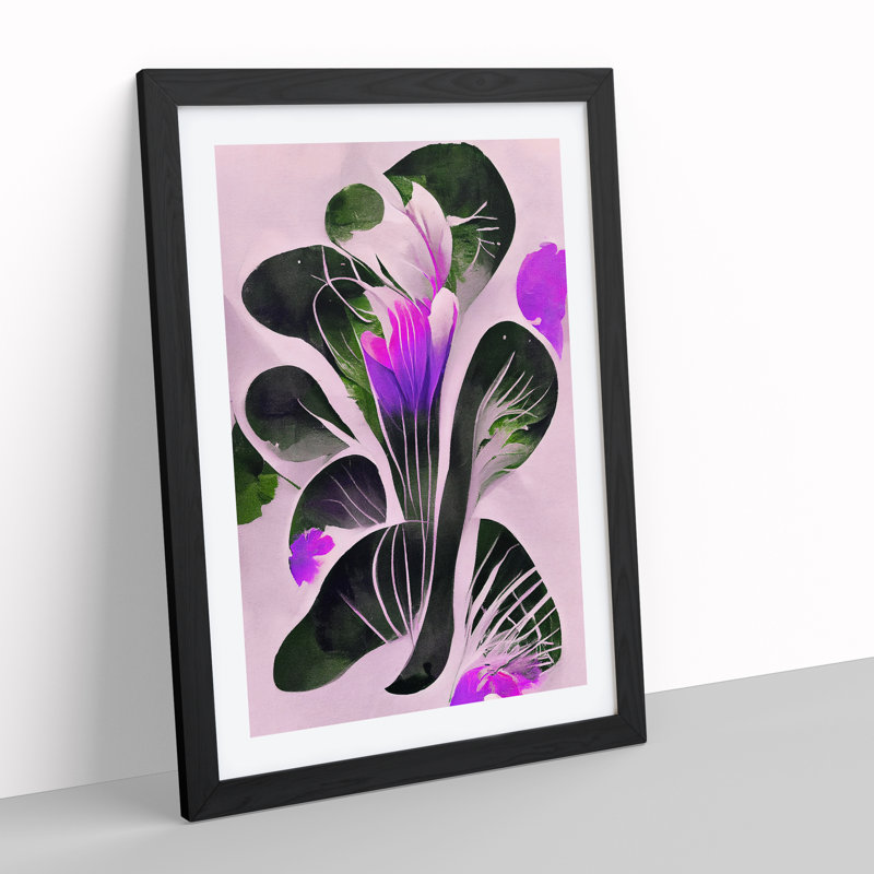 Flowers in Abstract No.3 - Framed Print, Black, 64cm H x 46cm W